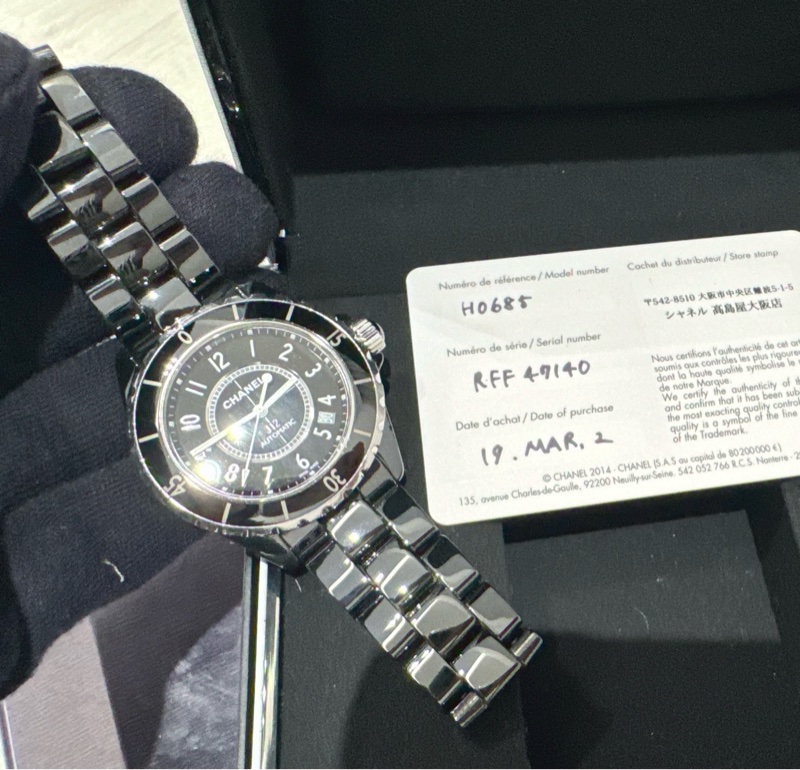 小巴黎二手名牌真品Chanel J12 38m 黑陶瓷 機械 2019有保卡 狀況好-16