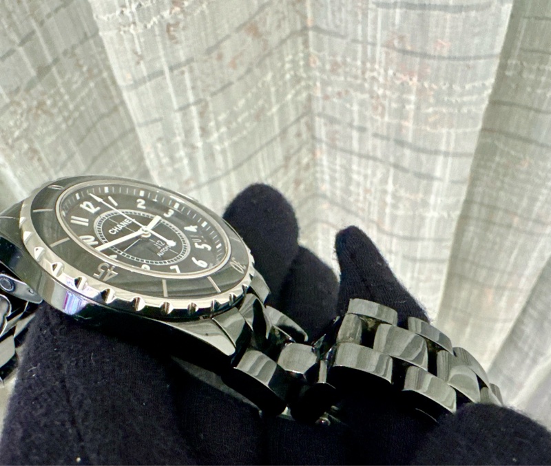小巴黎二手名牌真品Chanel J12 38m 黑陶瓷 機械 2019有保卡 狀況好-24