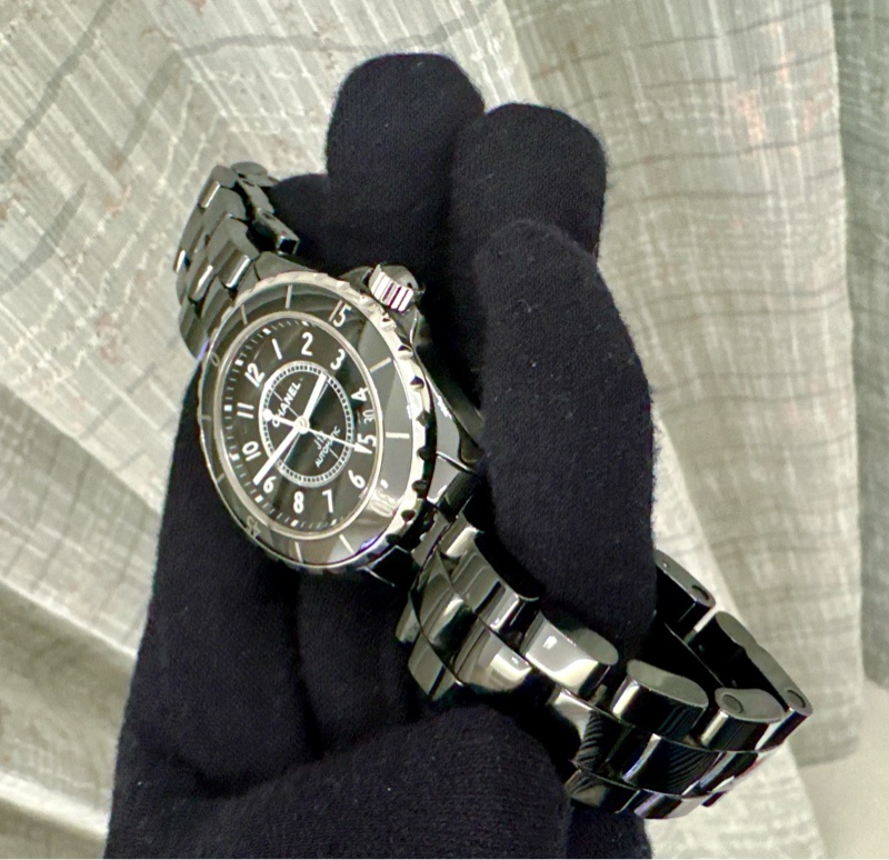 小巴黎二手名牌真品Chanel J12 38m 黑陶瓷 機械 2019有保卡 狀況好-25