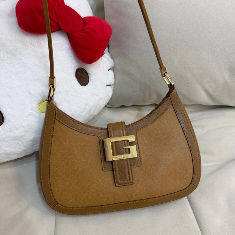Gucci G扣 古董 中古 單肩包 焦糖色-1