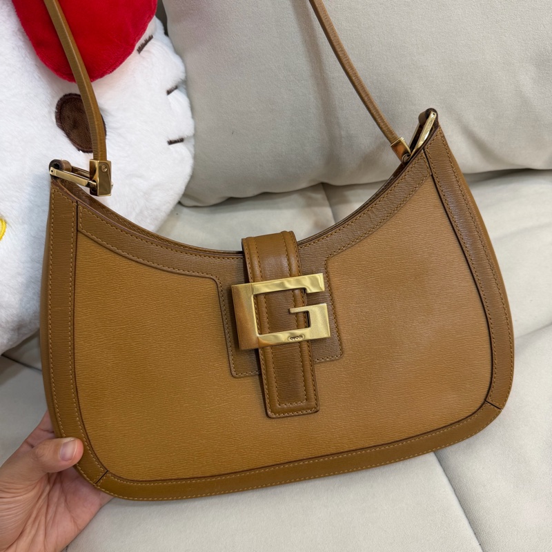 Gucci G扣 古董 中古 單肩包 焦糖色-7