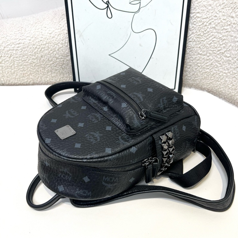 Mcm mini黑色雙肩包-4