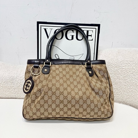Gucci/古馳 棕色雙G老花托特包 手提包