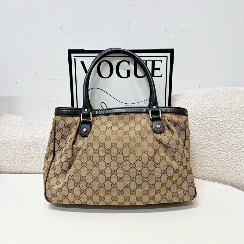 Gucci/古馳 棕色雙G老花托特包 手提包-1