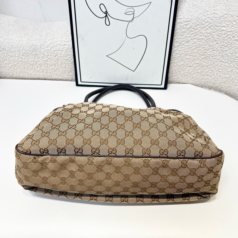 Gucci/古馳 棕色雙G老花托特包 手提包-3