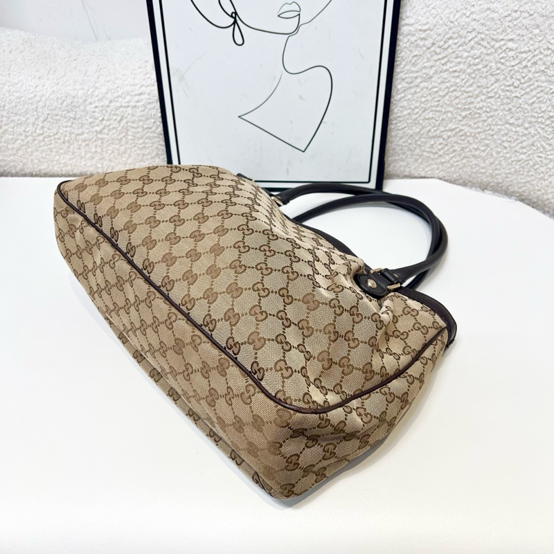 Gucci/古馳 棕色雙G老花托特包 手提包-4