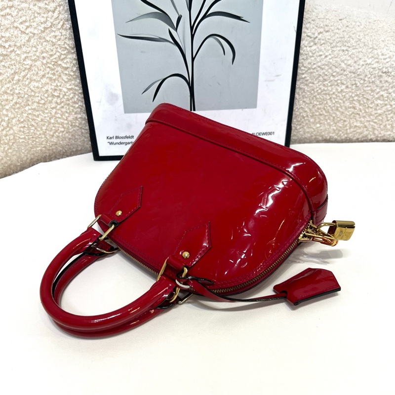 LV/路易威登 Alma紅金漆皮貝殼BB 手提斜挎包-4