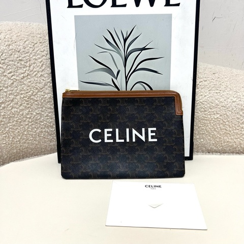 賽琳 小號TRIOMPHE人造革和羊皮革手拿包