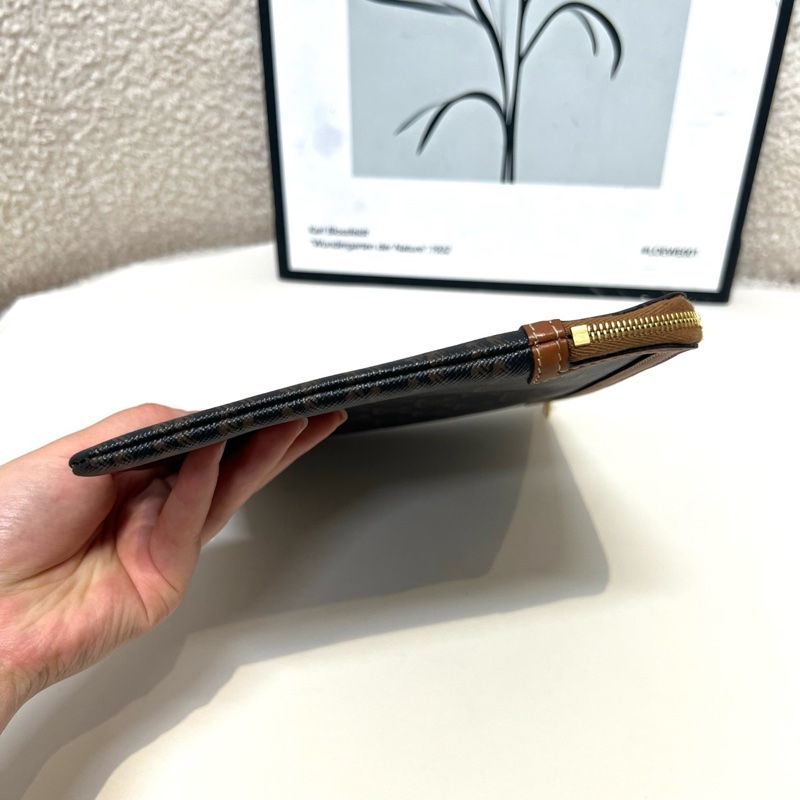 賽琳 小號TRIOMPHE人造革和羊皮革手拿包-4