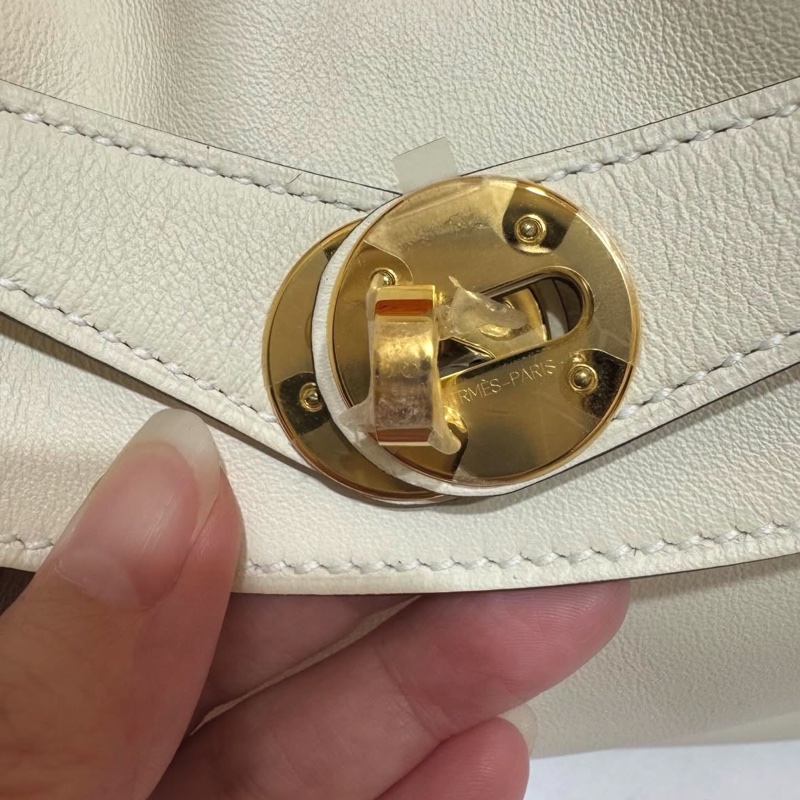 Hermes Lindy26 Swift皮 奶油白金釦 🤍B刻 台灣購證正本-2