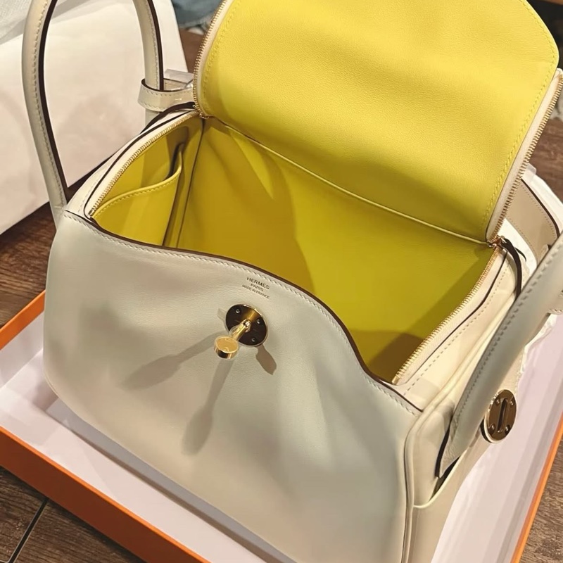 Hermes Lindy26 Swift皮 奶油白金釦 🤍B刻 台灣購證正本-5