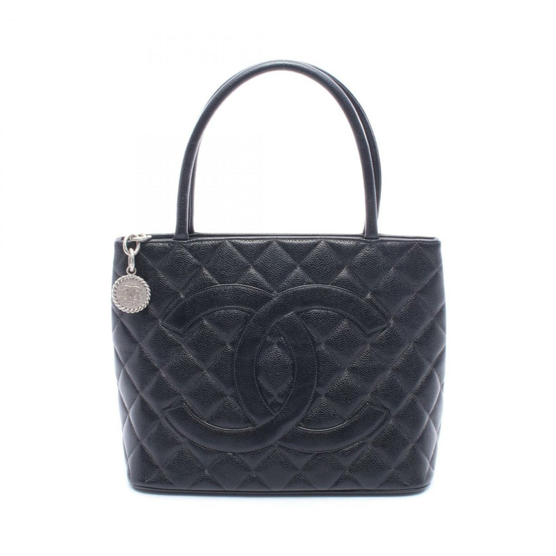 香奈兒復刻版托特包，手提包，魚子醬紋皮革（粒面小牛皮），女士，黑色，A01804-0