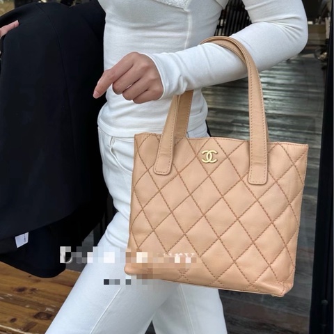 【95新 ✨ 全網最低價！】 中古 chanel香奈兒 薇薇安 奶茶色 托特包 手提包 (下單前先詢問庫存❗️❗️）
