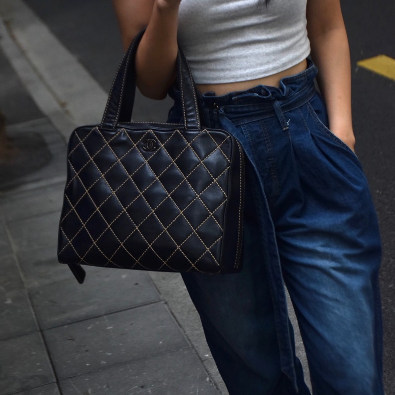 【95新 ✨ 全網最低價!】香奈兒/Chanel 黑色牛皮金扣 菱格紋手提包 31cm(下單前先詢問庫存❗️❗️)-1