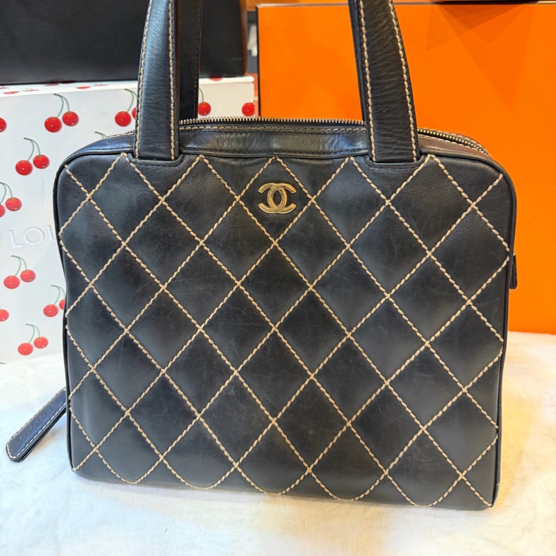 【95新 ✨ 全網最低價!】香奈兒/Chanel 黑色牛皮金扣 菱格紋手提包 31cm(下單前先詢問庫存❗️❗️)-3