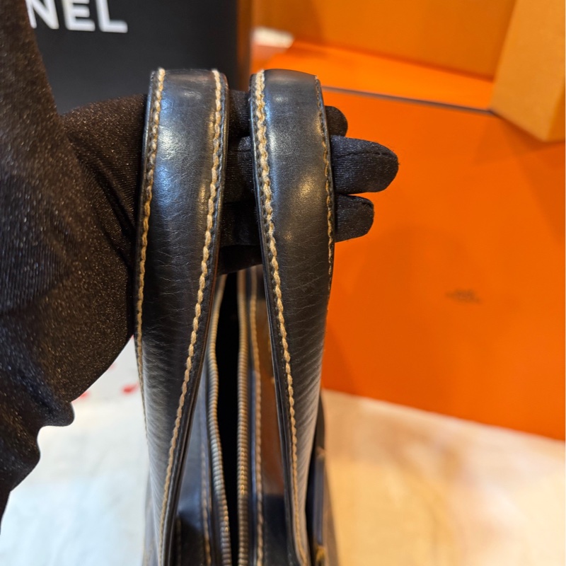 【95新 ✨ 全網最低價!】香奈兒/Chanel 黑色牛皮金扣 菱格紋手提包 31cm(下單前先詢問庫存❗️❗️)-6