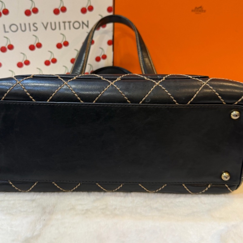 【95新 ✨ 全網最低價!】香奈兒/Chanel 黑色牛皮金扣 菱格紋手提包 31cm(下單前先詢問庫存❗️❗️)-9