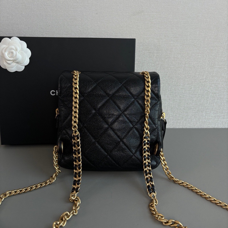 ✨Chanel ado黑金後背包 晶片款 98新🖤-5