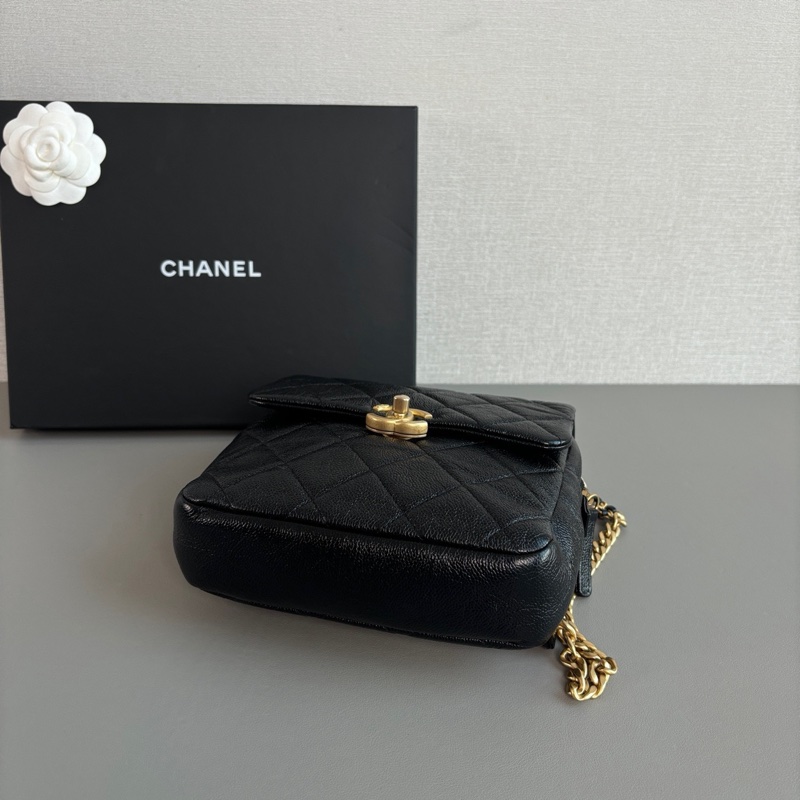 ✨Chanel ado黑金後背包 晶片款 98新🖤-6