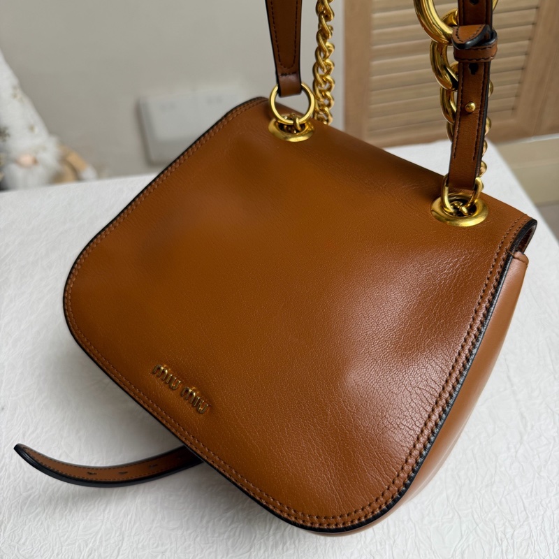 Miumiu繆繆 棕色 金屬環馬鞍包 單肩斜挎包 🈚附件-4