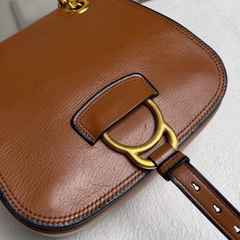 Miumiu繆繆 棕色 金屬環馬鞍包 單肩斜挎包 🈚附件-7