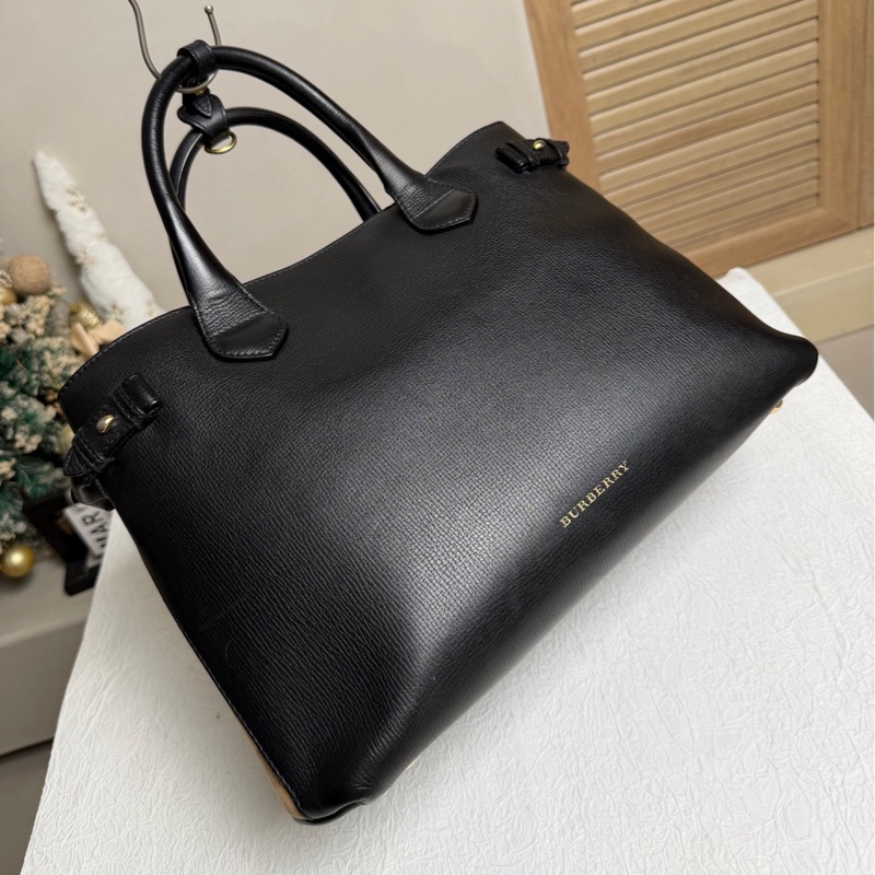 Burberry博柏利 黑色 班納托特包 手提單肩斜挎包 缺肩帶-3