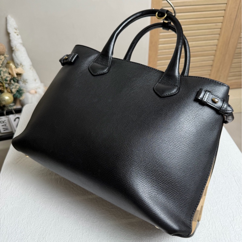 Burberry博柏利 黑色 班納托特包 手提單肩斜挎包 缺肩帶-4
