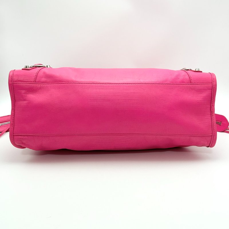 BALENCIAGA 粉銀大號  手提肩背機車包 38*25*14 98新配件鏡子-5