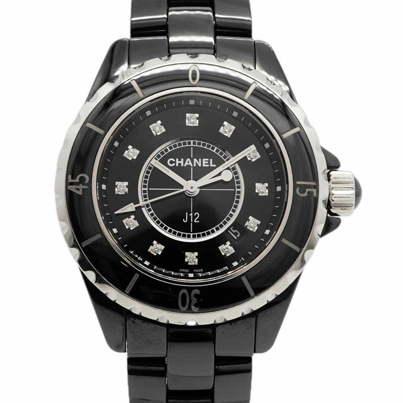 香奈兒 J12 H1625 黑色錶盤小姐腕錶-0