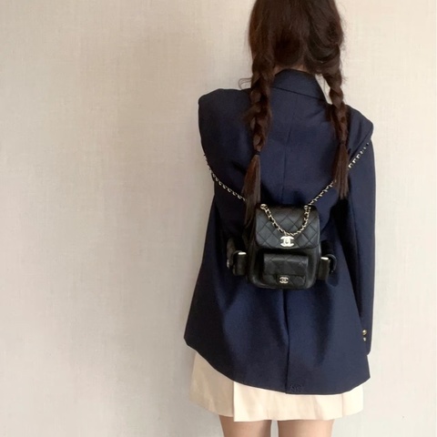 ෆ Chanel Duma青蛙後背包 荔枝牛雙肩後背 小號✨膠膜在