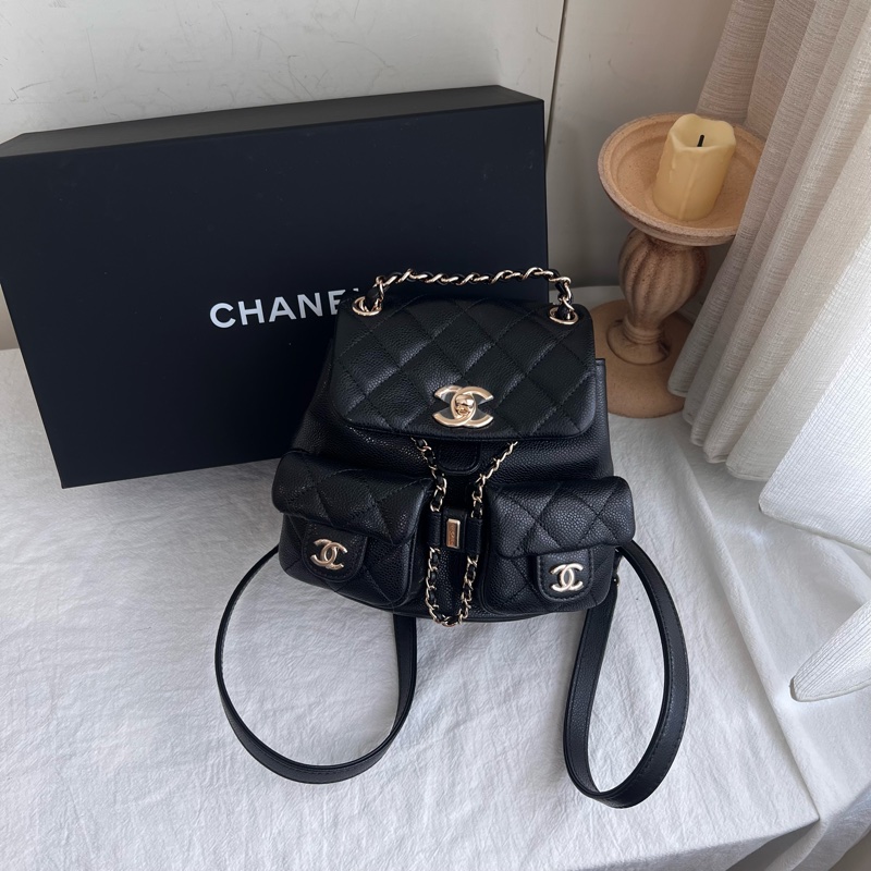 ෆ Chanel Duma青蛙後背包 荔枝牛雙肩後背 小號✨膠膜在-7