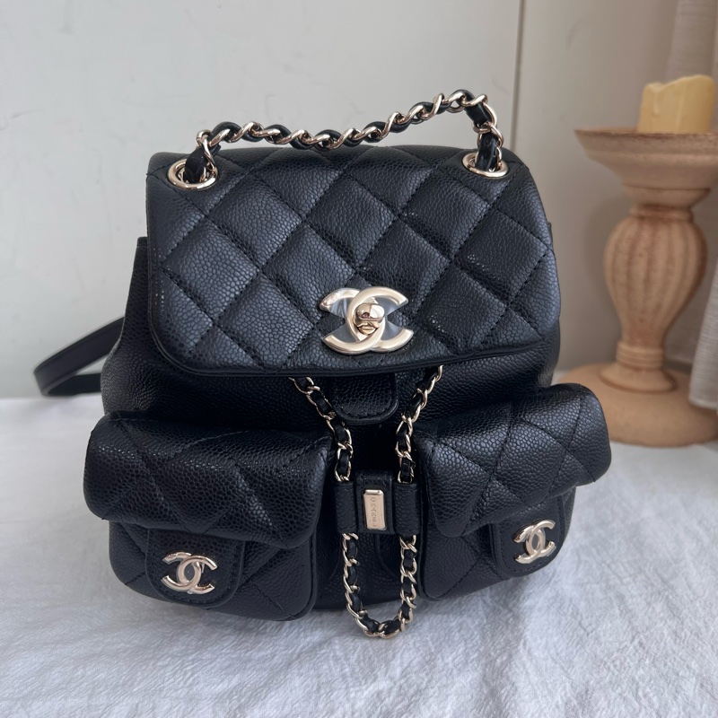 ෆ Chanel Duma青蛙後背包 荔枝牛雙肩後背 小號✨膠膜在-9