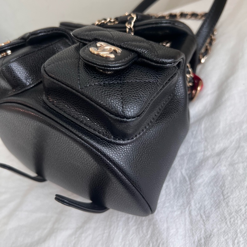 ෆ Chanel Duma青蛙後背包 荔枝牛雙肩後背 小號✨膠膜在-17