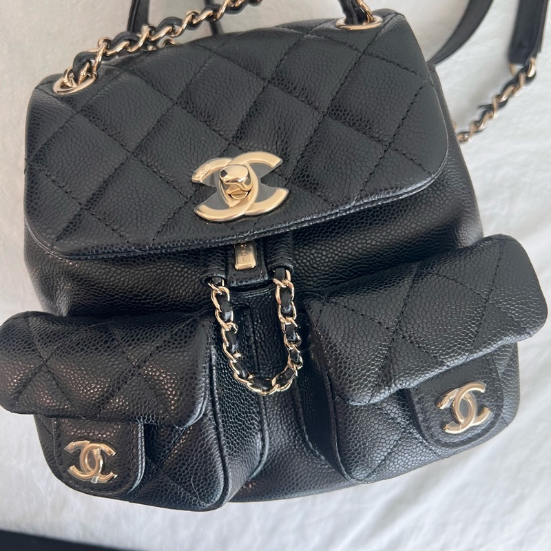 ෆ Chanel Duma青蛙後背包 荔枝牛雙肩後背 小號✨膠膜在-23