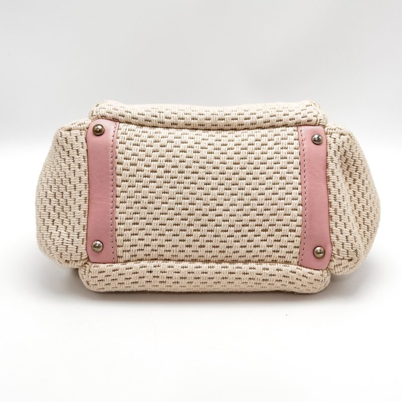 CHANEL 中古粉銀編織拼皮 手提腋下包 25*14*17 98新配件塵袋-6