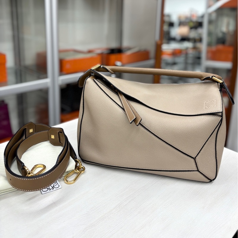 【近新閒置品】Loewe 沙丘色中號puzzle手提單肩斜背包-0