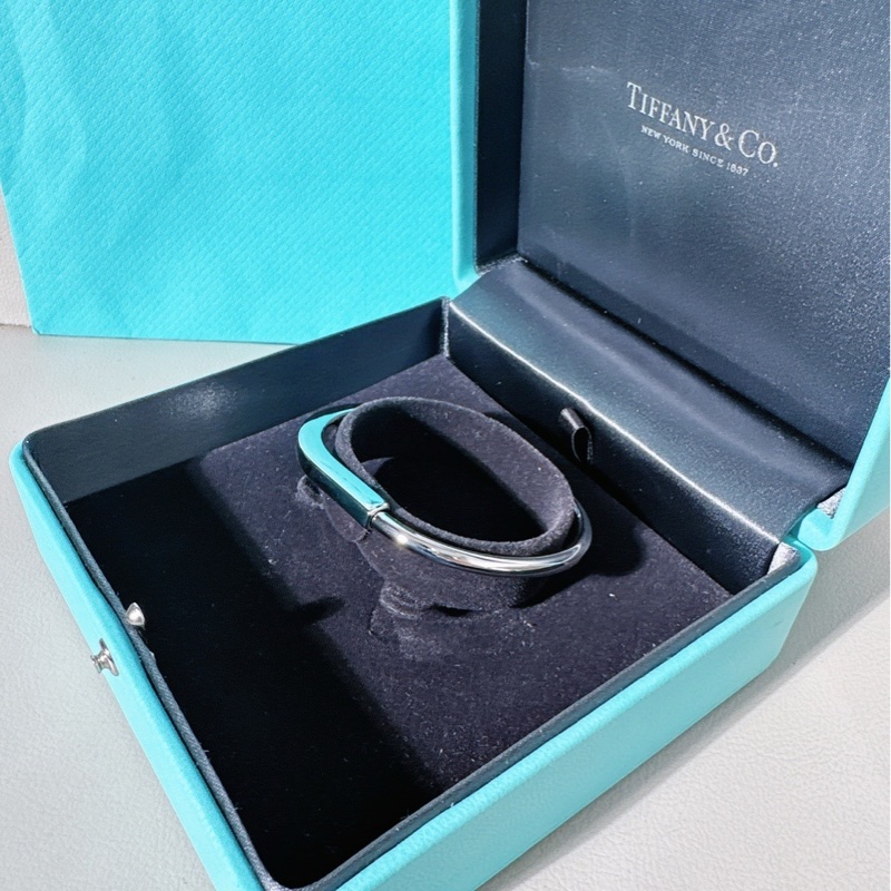 Tiffany&co.蒂芙尼 18k白金lock系列手鐲 M號尺寸-2