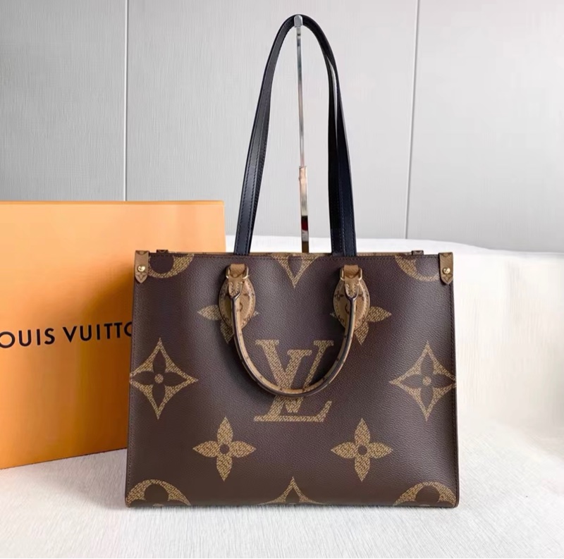 成色完美 LV老花 Onthego 中號托特包 20年芯片款-1