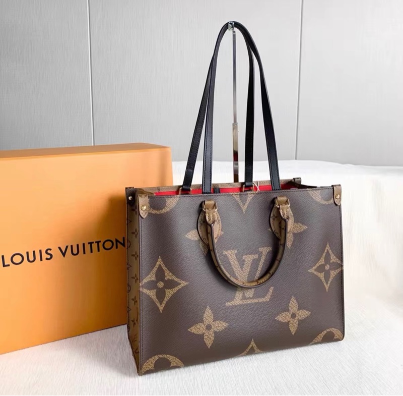 成色完美 LV老花 Onthego 中號托特包 20年芯片款-3