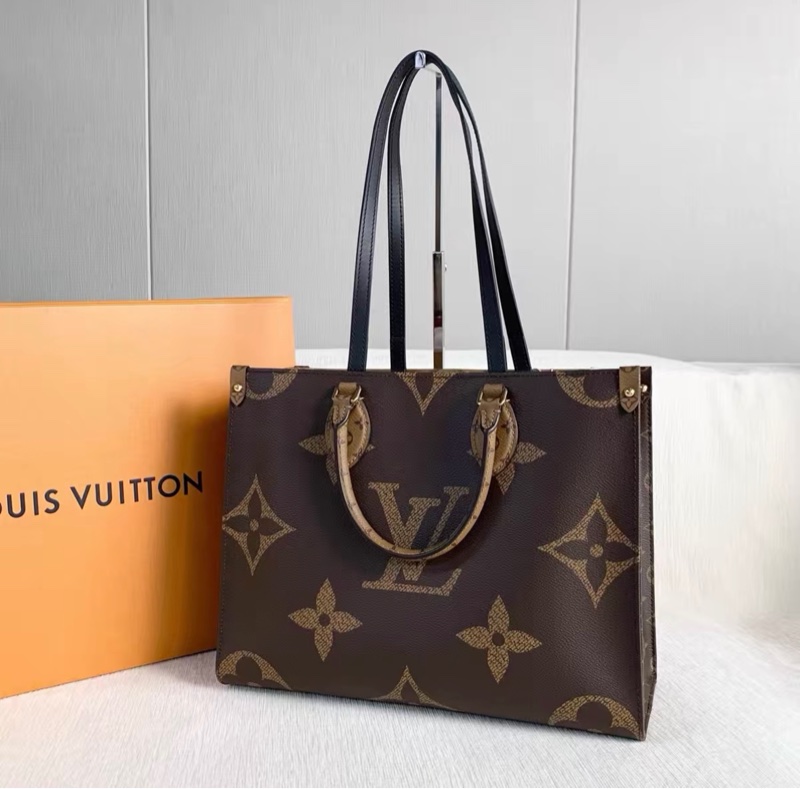 成色完美 LV老花 Onthego 中號托特包 20年芯片款-5