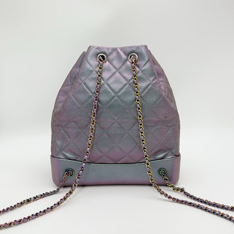 C️HANEL 限量款炫彩流浪後背包22*26*9.5 98新配件塵袋-7