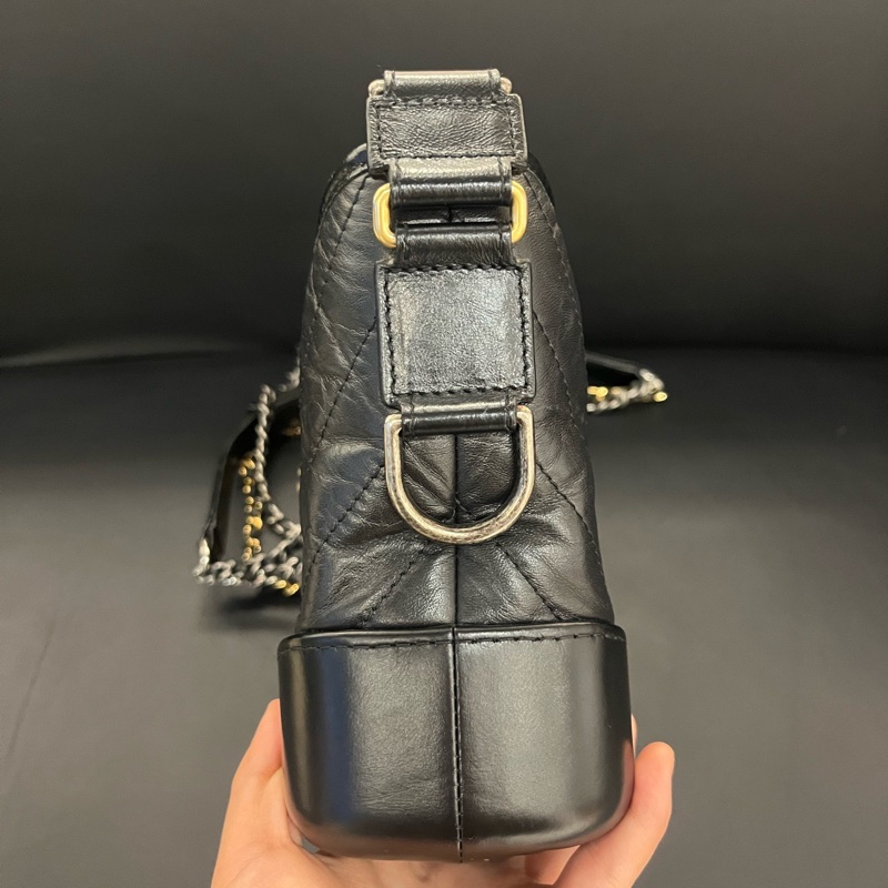 Chanel/香奈兒黑金流浪小號鏈條單肩斜挎手提包 29開有卡-4