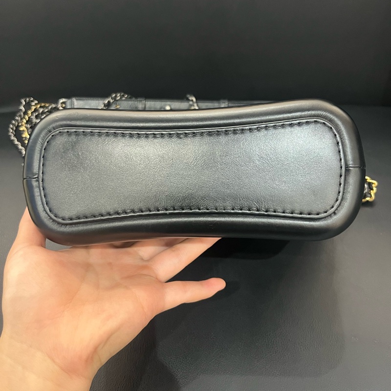 Chanel/香奈兒黑金流浪小號鏈條單肩斜挎手提包 29開有卡-5