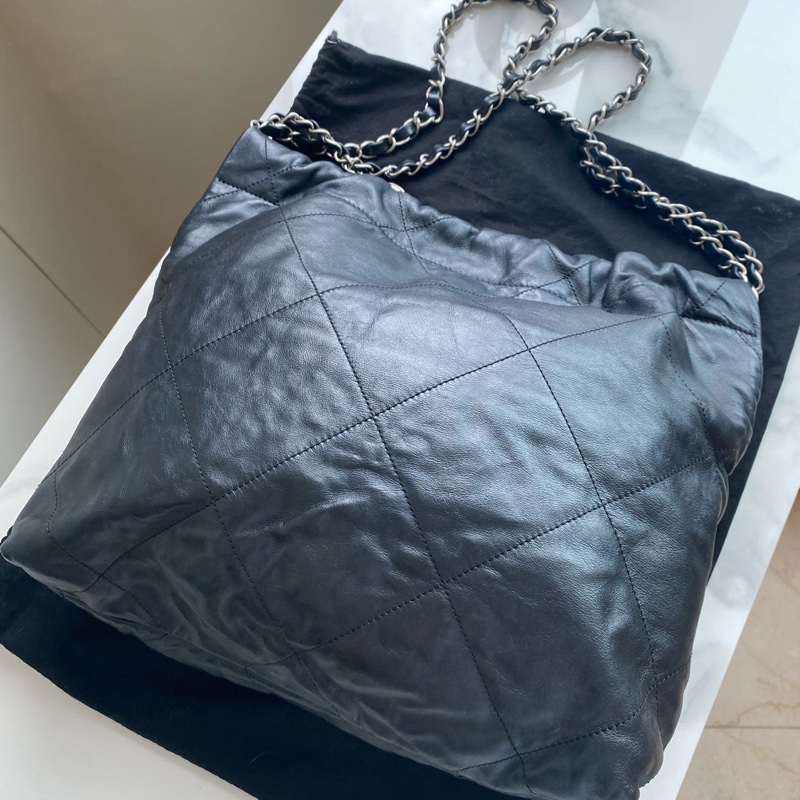 Chanel 22B 垃圾袋 黑銀小號-3