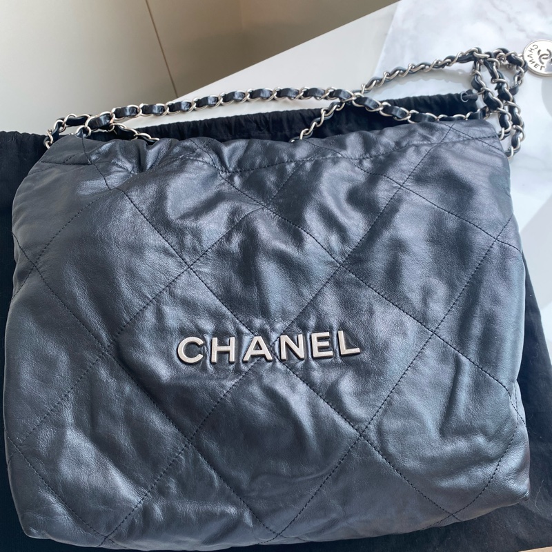 Chanel 22B 垃圾袋 黑銀小號-12