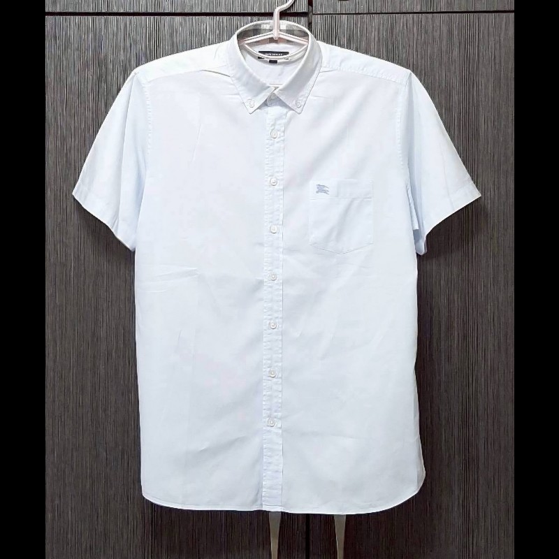 BURBERRY 博柏利 LONDON 戰馬 男淺藍短袖襯衫L-0