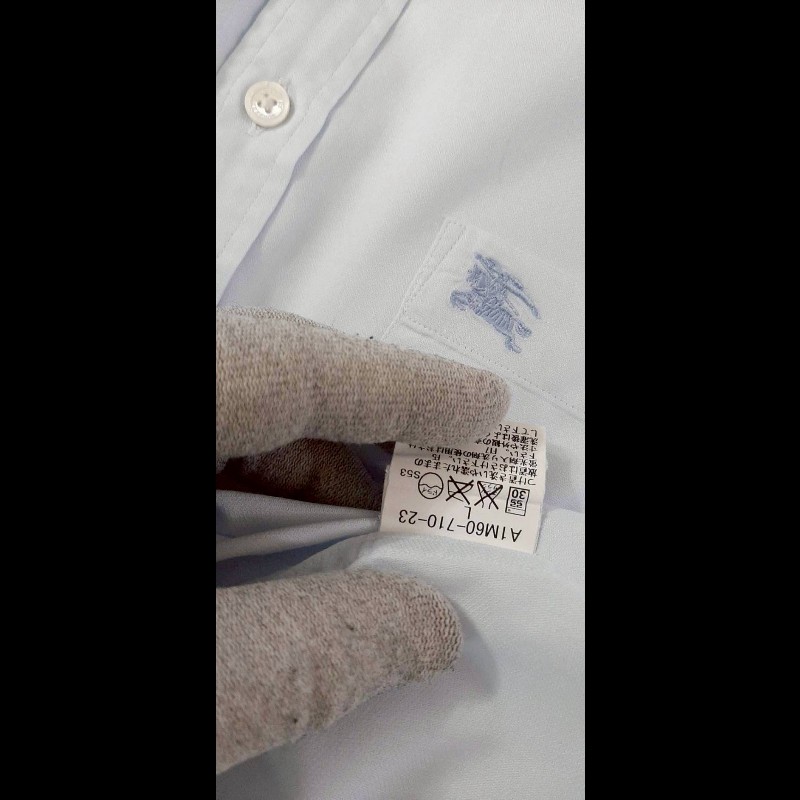 BURBERRY 博柏利 LONDON 戰馬 男淺藍短袖襯衫L-8