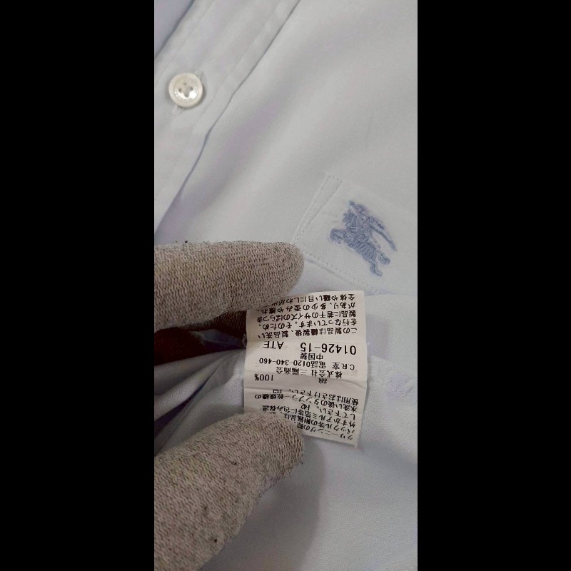 BURBERRY 博柏利 LONDON 戰馬 男淺藍短袖襯衫L-9