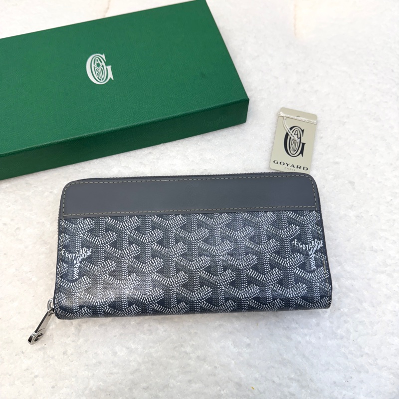 戈雅德長夾 Goyard Matignon GM 灰色ㄇ型拉鍊長夾 大容量皮夾-1
