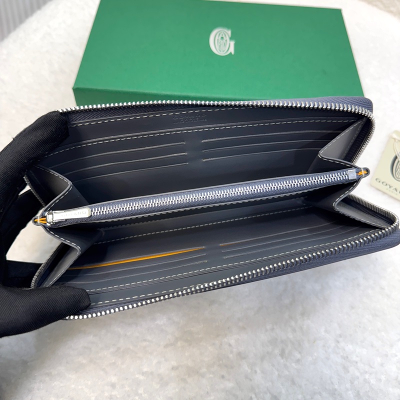 戈雅德長夾 Goyard Matignon GM 灰色ㄇ型拉鍊長夾 大容量皮夾-7